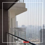 Balcony invisible grill design protecting babies and pets