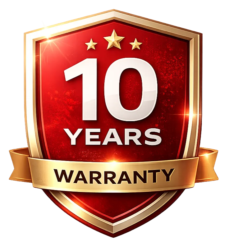 InvisiGuard 10 years warranty badge on invisible grill installation