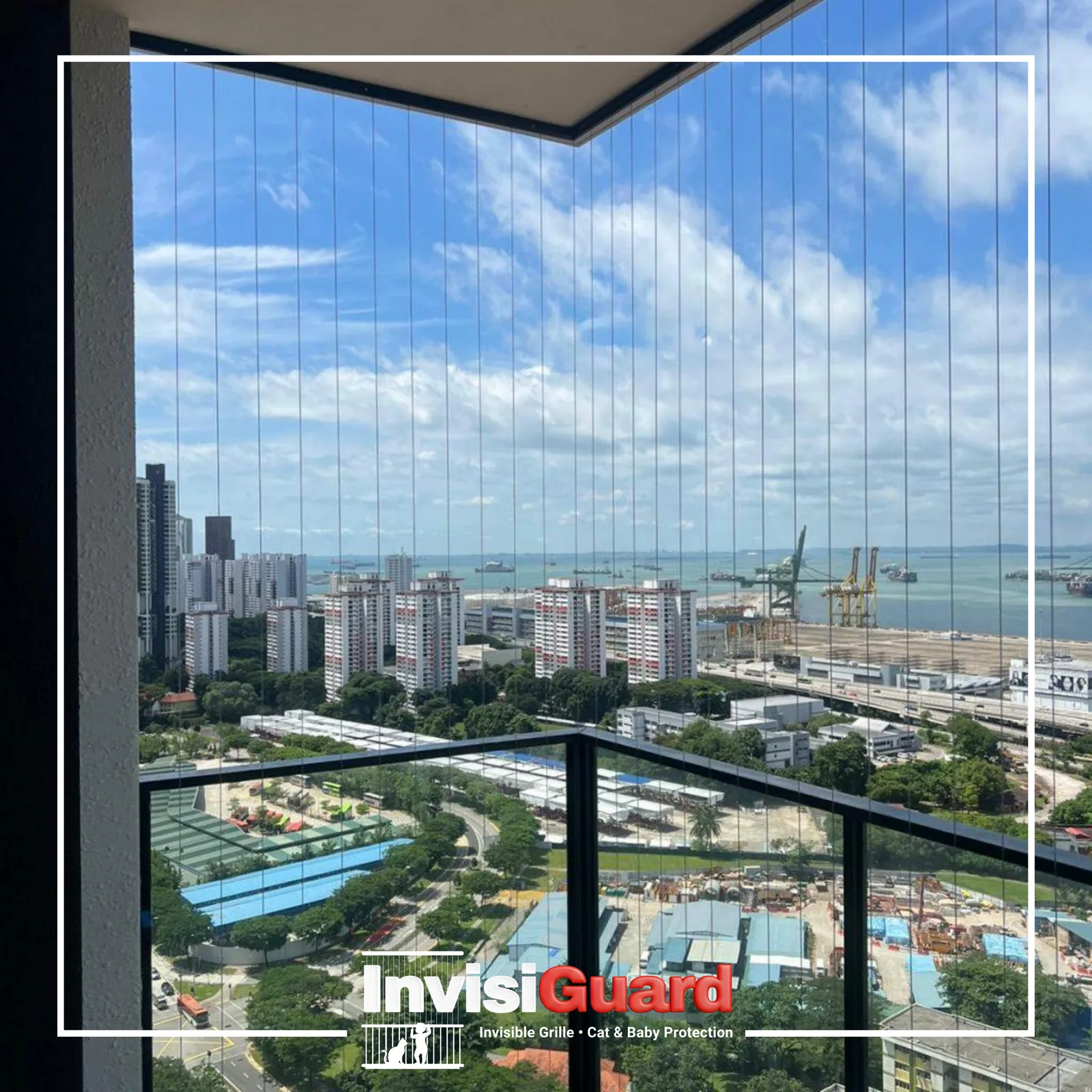 Invisible grill design for modern high-rise apartment balcony