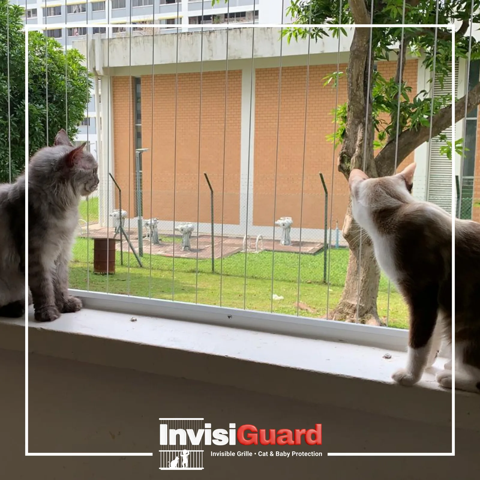 Invisible grille installation for condo balcony safety in Malaysia