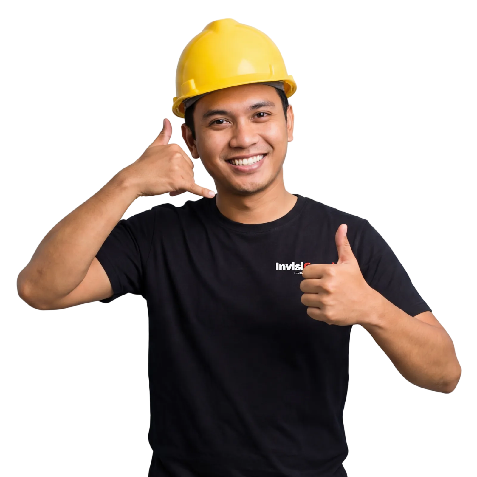 InvisiGuard technician in a hard hat — WhatsApp us to book your invisible grill installation