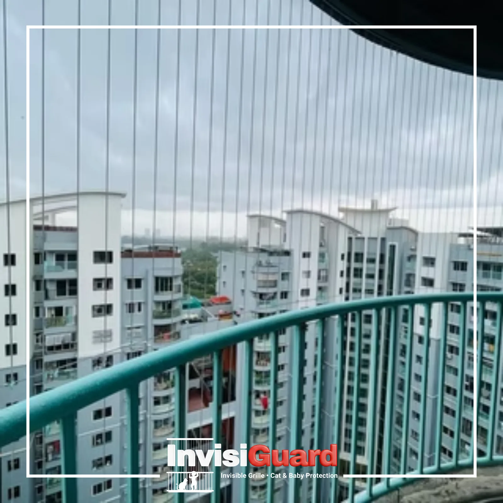 Condo balcony grill upgraded to invisible safety grill