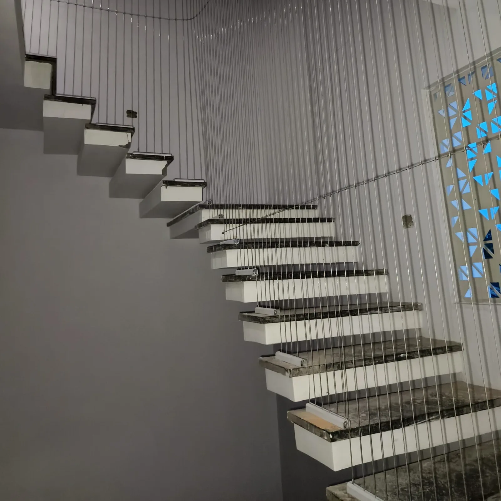 Balcony window grill using invisible grille system