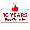 10 years free warranty badge — Teflon coating invisible grill